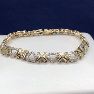 18kt Gold-Sterling Silver Diamond Accent Heart bracelet msrp $275